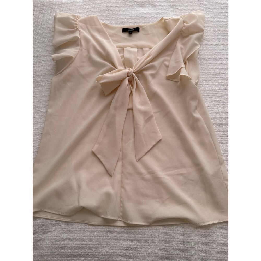 Size Large Eclair Cream Blouse with Flutter Sleeve